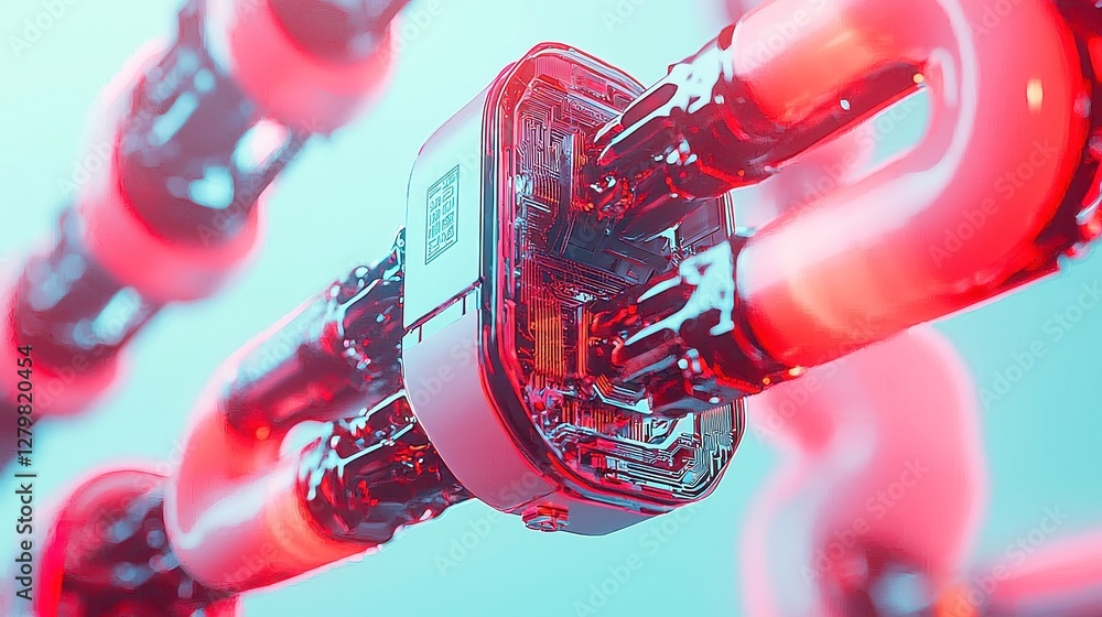 Poster blockchain's impact on ai chatbot security and transparency, exploring how decentralized ledgers imp