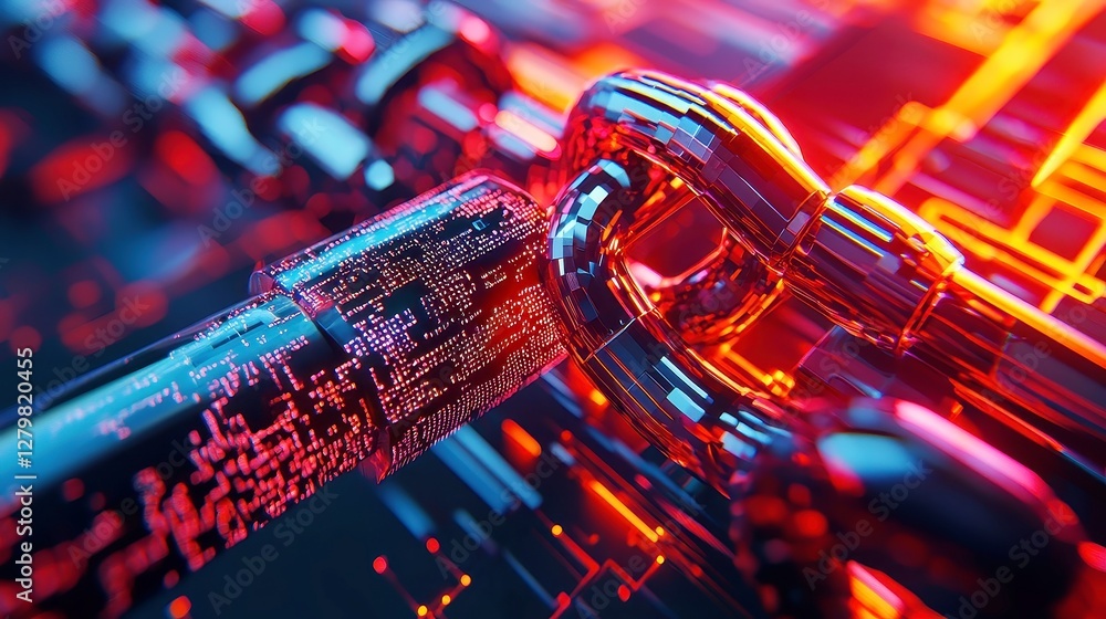 Poster blockchain in ai chatbot security, explores how blockchain technology strengthens data integrity, en