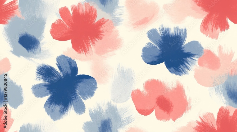 Poster colorful floral elements create a seamless pattern, ideal for various spring and summer applications