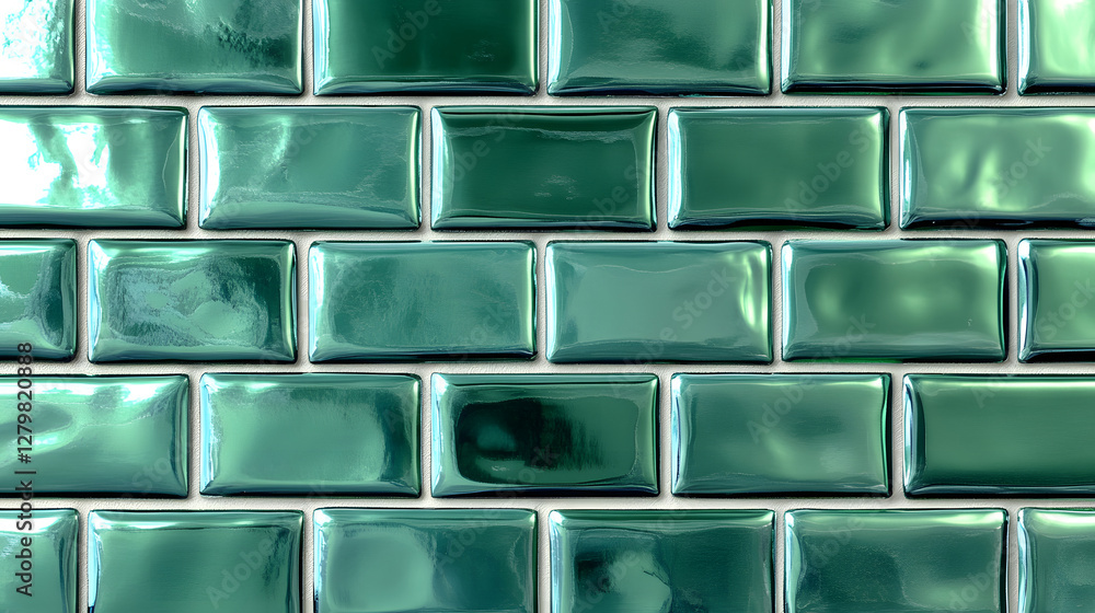 Aufkleber rectangular teal gloss tiles in running bond pattern