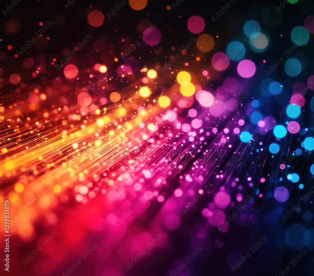 Poster Vibrant Abstract Background with Colorful Lights and Bokeh Effects for Creative Design and Digital Art Projects