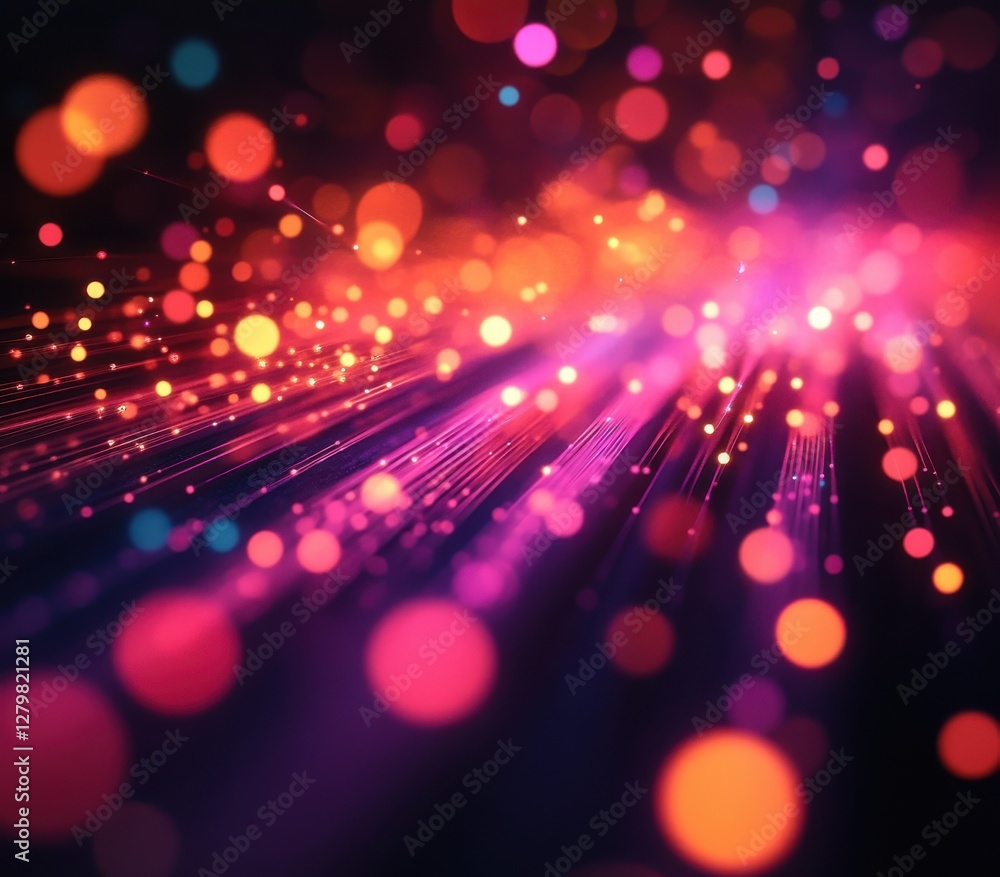 Poster vibrant abstract background with glowing bokeh lights and colorful rays creating a sense of energy a