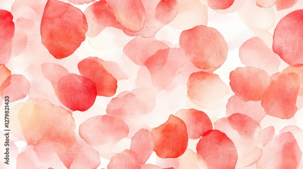 Poster this seamless pattern features a blend of warm red and soft pink petals, creating a lively floral de