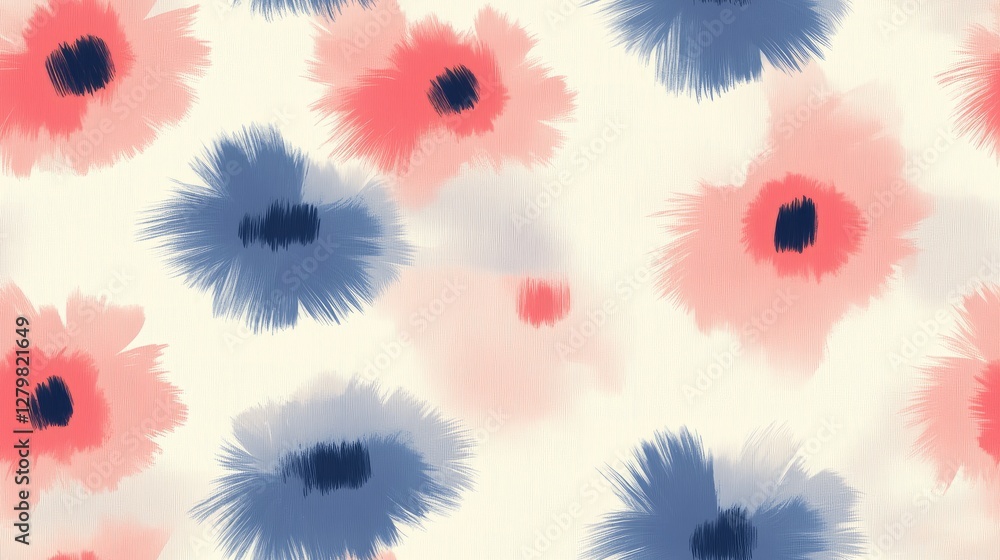 Poster this vibrant seamless pattern showcases an array of soft floral designs in colorful hues, perfect fo