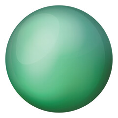 Glass green ball or precious pearl. Glossy realistic ball, 3D abstract vector illustration highlighted on a white background. Big metal bubble with shadow.