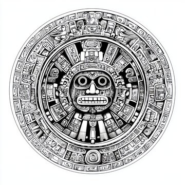 Aztec Calendar Stone Intricate Design Depicting Mayan Culture