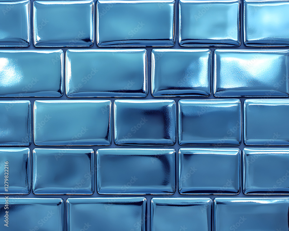 Poster repeating pattern of glossy blue rectangular tiles