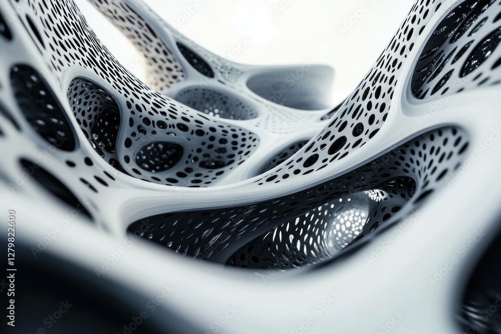 Poster abstract white structure with intricate patterns showcasing organic forms, perfect for modern design