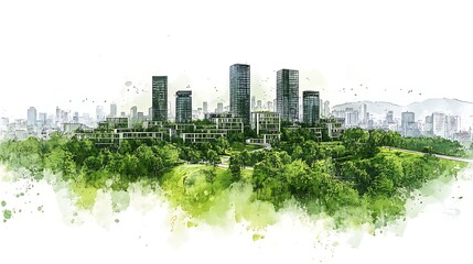 Fototapeta premium Green Cityscape Eco Friendly Urban Landscape Design
