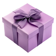 Obraz premium Purple Gift Box with Ribbon Isolated on Transparent Background
