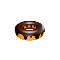 3d rendering icon illustration donut with chocolate spread with angle 2