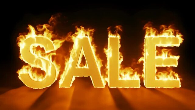 Vibrant neon text sale in fire on dark background. Black Friday, online shopping concept