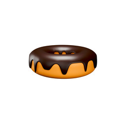 3d rendering icon illustration donut with chocolate spread with angle 4