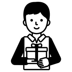 선물 배달하는 남자 아이콘 