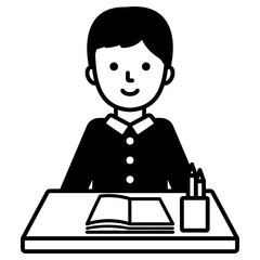공부하는 학생 책상 아이콘