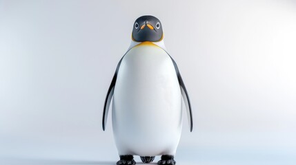 Fototapeta premium Cute penguin standing, white background, animation, children's book illustration