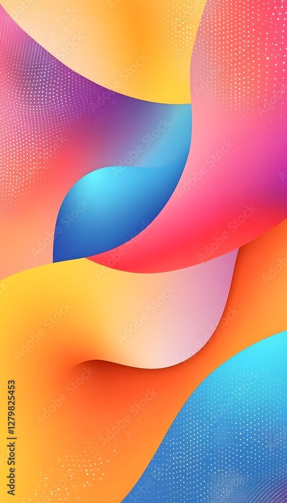 Poster beautiful multicolored abstract artwork with smooth gradients and layered shapes