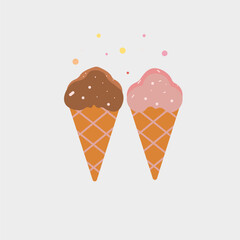 ice cream in waflle  cones