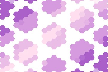 Abstract hexagonal cluster pattern in purple and pink gradient. Geometric mosaic concept