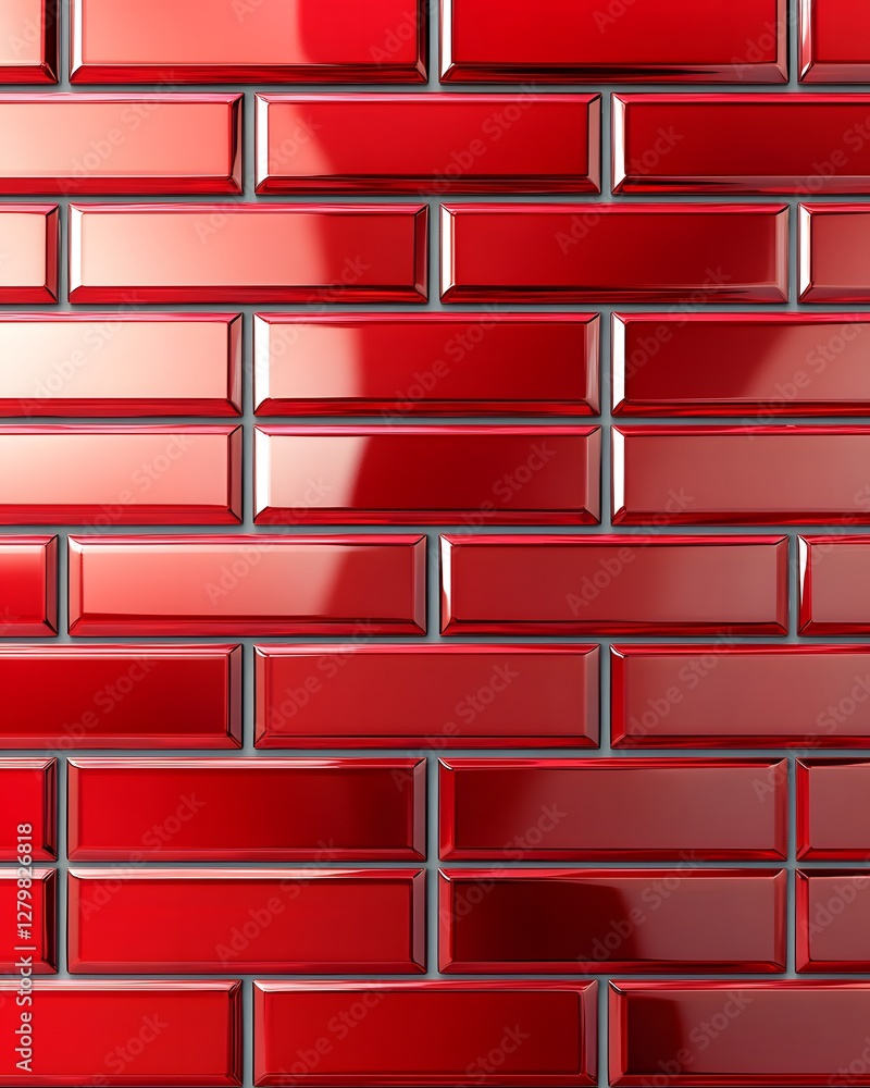 Aufkleber high-gloss red rectangular tile pattern