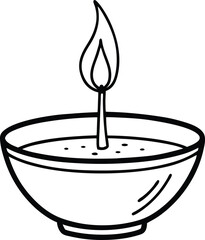 A candle is burning in a small bowl vector art illustration