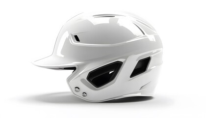 Fototapeta premium Glossy white baseball helmet with cheek and head protection
