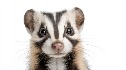 Obraz premium Cute Asian palm civet portrait, white background