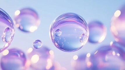 Floating purple spheres, soft background, abstract design, website banner