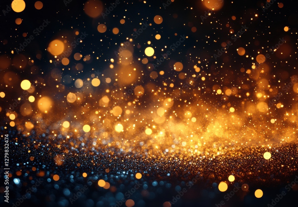 Aufkleber abstract background with glowing golden particles and soft bokeh effect for festive occasions, celeb