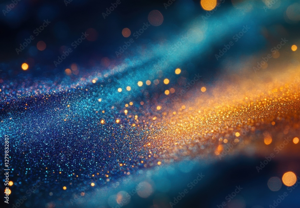 Poster abstract blue and orange glitter background with bokeh effect and soft textures for creative project