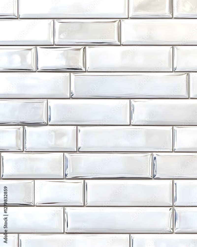Poster wall tiled with rectangular glossy tiles