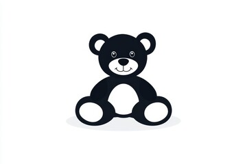 Naklejka premium Black and white teddy bear is sitting on a white background