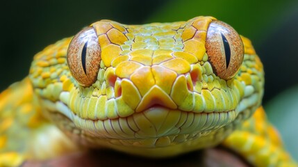 Fototapeta premium Close Up of a Yellow and Green Snake