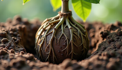 Citrus seedling in soil for agricultural blogs, gardening websites, and environmental education presentations