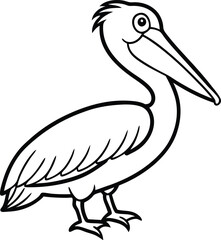 Dalmatian Pelican Pelecanus crispus in front of a white background vector art illustration