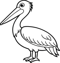 Dalmatian Pelican Pelecanus crispus in front of a white background vector art illustration