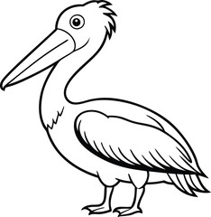 Dalmatian Pelican Pelecanus crispus in front of a white background vector art illustration