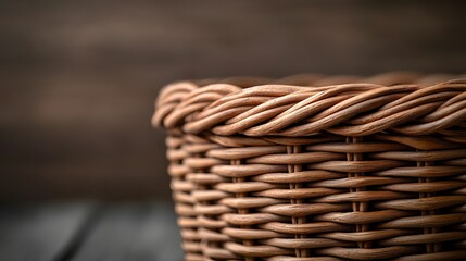 Obraz premium Intricate Weaving of a Natural Basket Captured in a Stunning Close-Up Shot with Unique Texture. Handmade, Design, Tradition Concept