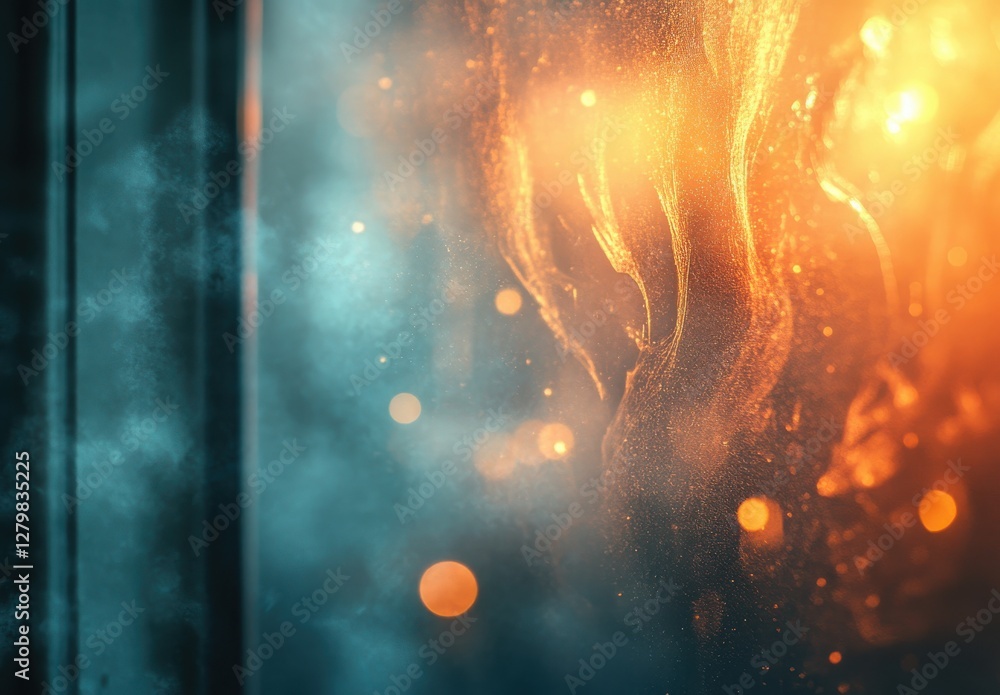 Poster abstract light and smoke patterns creating unique aesthetic background with warm and cool tones for 