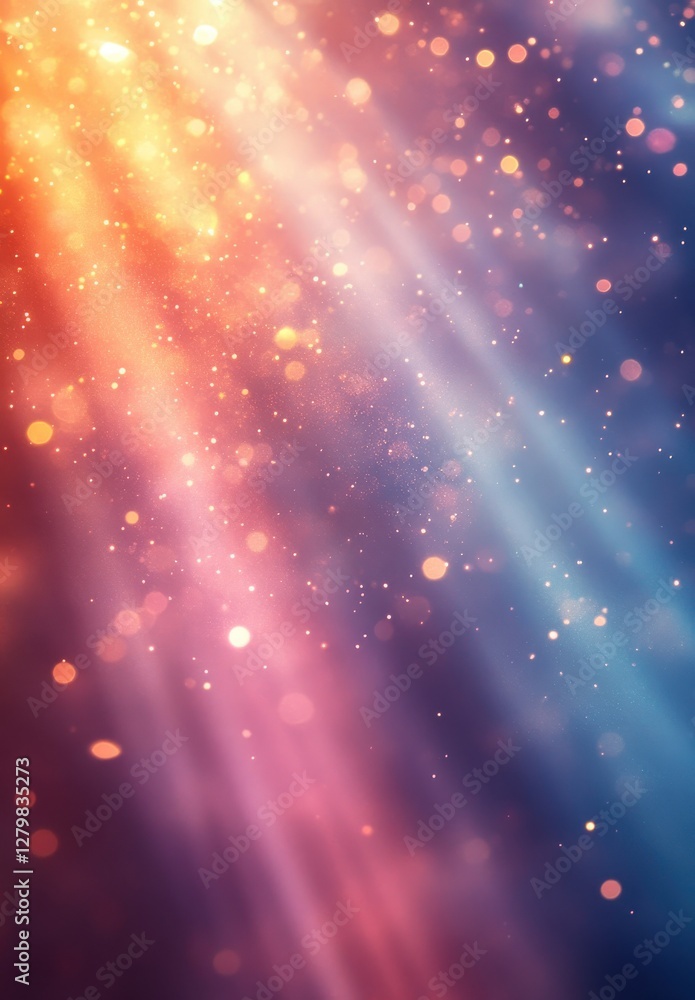Poster abstract light rays with shimmering bokeh effect in vibrant colors creating a dreamy atmosphere for 