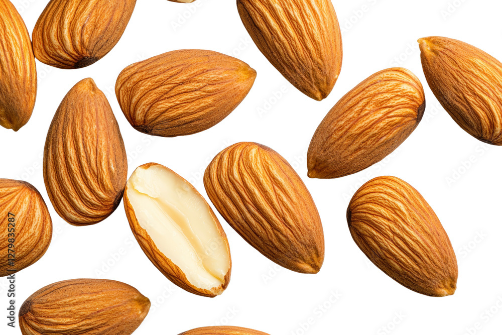 Poster close up of a nut with the shell removed, isolated