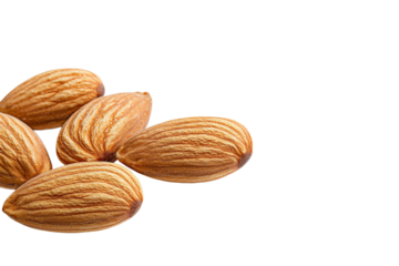 Close up of a bunch of almonds, isolated