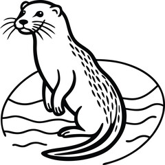 Beautiful otter vector art illustration