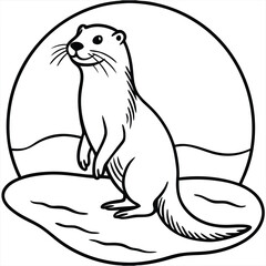 Beautiful otter vector art illustration