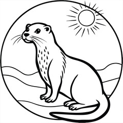 Fototapeta premium Beautiful otter vector art illustration