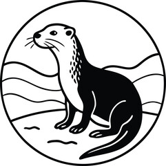 Beautiful otter vector art illustration
