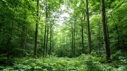 Obraz premium Lush Forest Interior Sunlight Path Nature