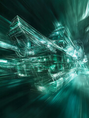 Great Wall China futuristic holographic wireframe digital cyber sci fi neon silver blue artificial intelligence virtual reality historical monument architecture visualization mesh dot data grid dreamy