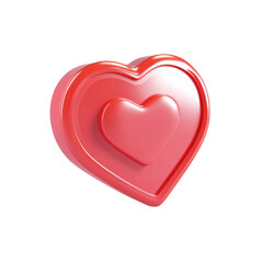 Obraz premium Glossy Red Heart Shape Icon on a White Background for Love Theme