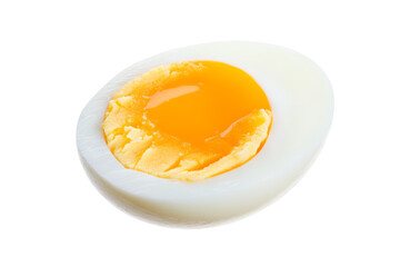 Half-eaten egg with a yellow yolk, isolated